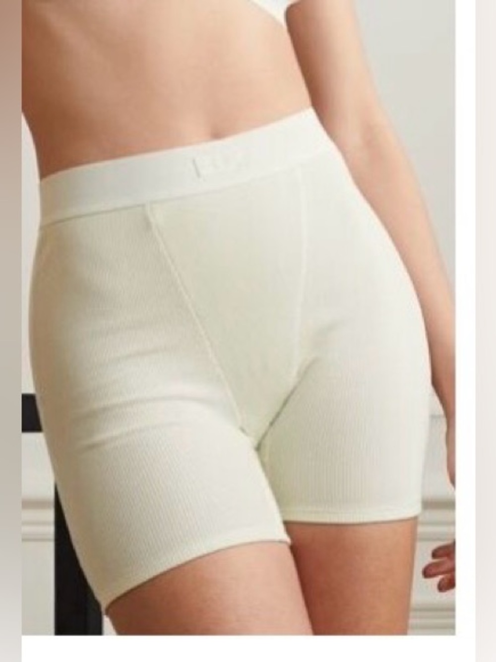 SKIMS Ribbed High-Waist Boxer Short in Teal
